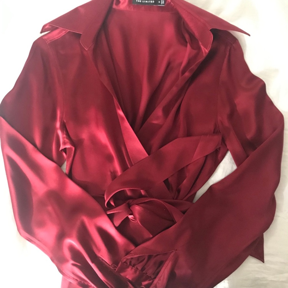 Red, genuine silk blouse